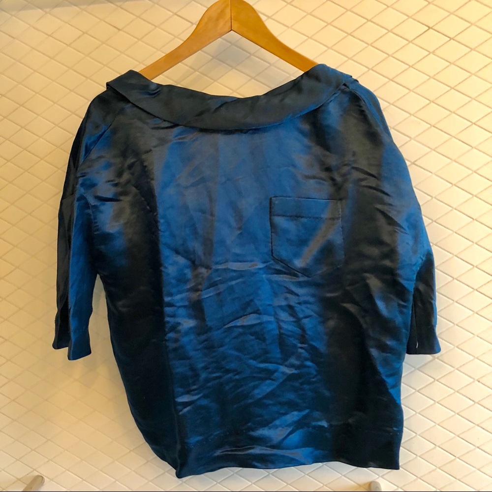 Marc Jacobs silk linen draped back blouse